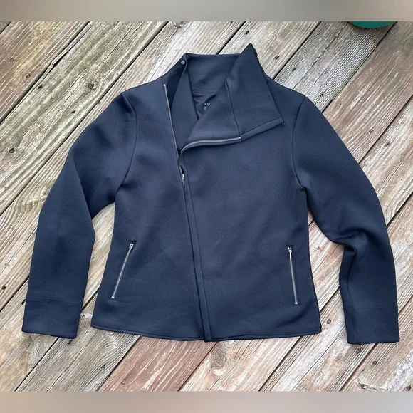 ADAY Up In The Air Jacket Scuba Asymmetrical Zip Biker Jacket - Picture 5 of 9